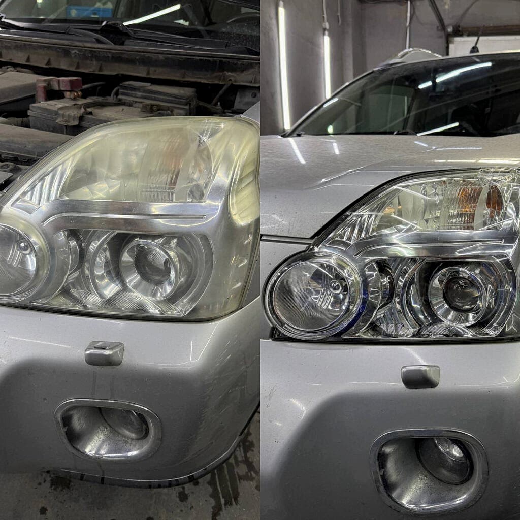 Установка Bi Led и замена стекол 1 Полировка фар до и после